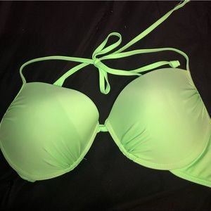 Neon yellow green push up bikini top